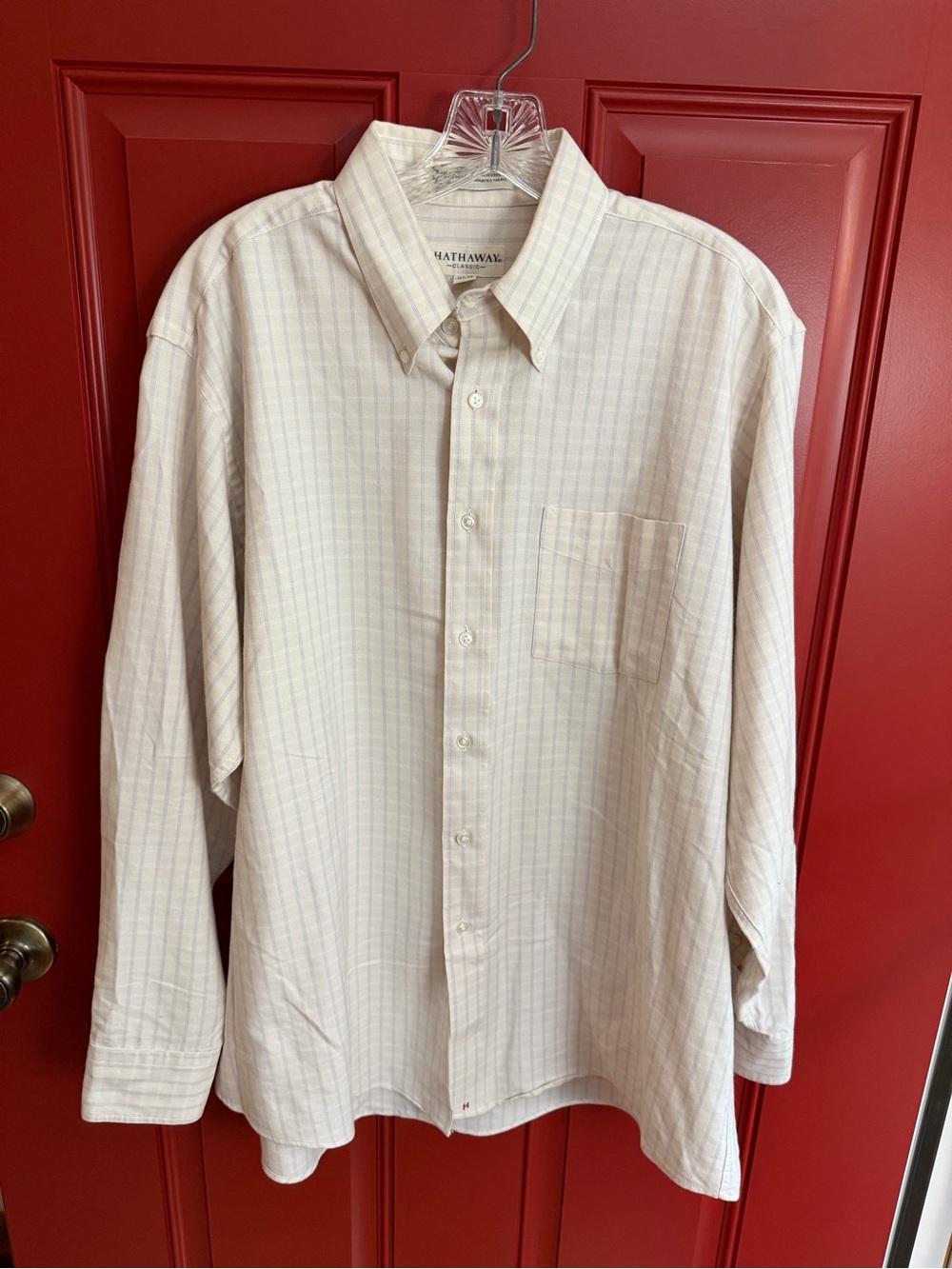 Hathaway Men's Beige Plaid Button-Down Shirt
